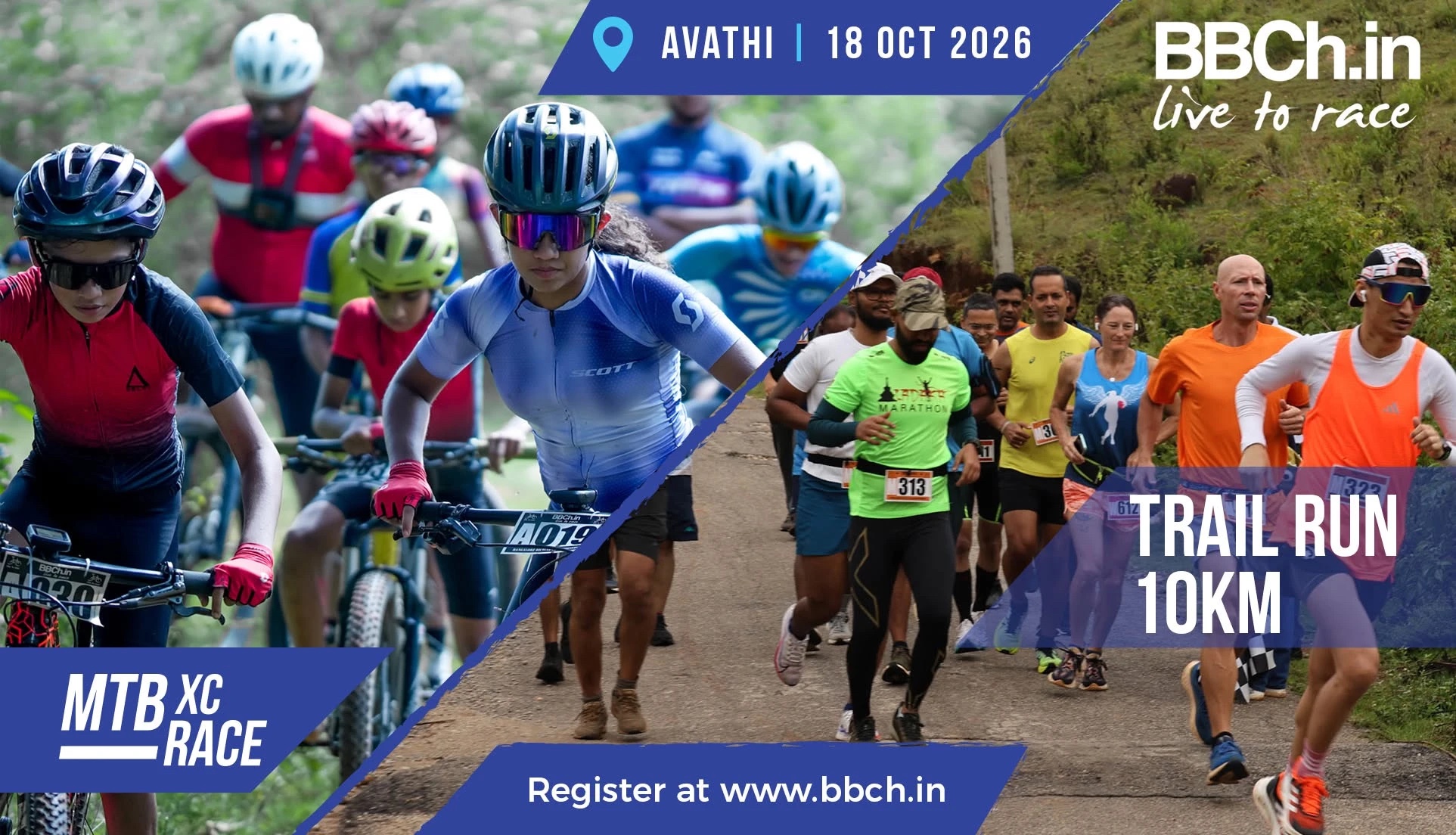 BBCh26 Race #09 — MTB XC Race and Trail Run 10km. Avathi, 18 Oct 2026. Register at bbch.in